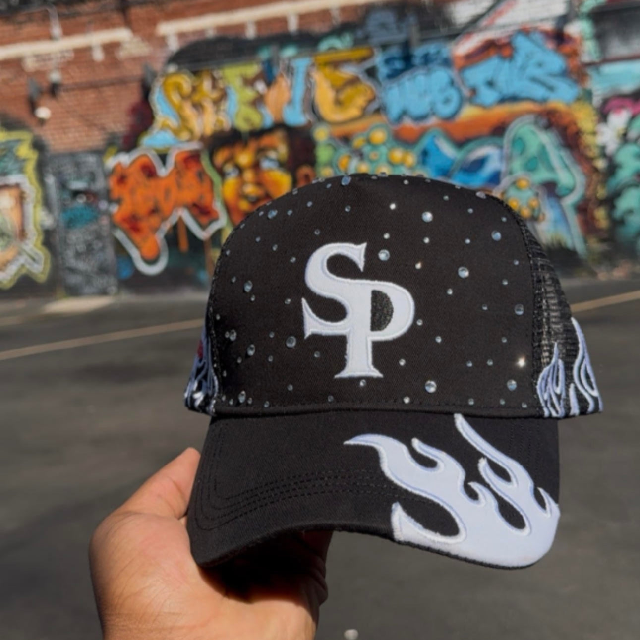 Stars Prevail Rhinestone Adjustable Cap (BLACK)